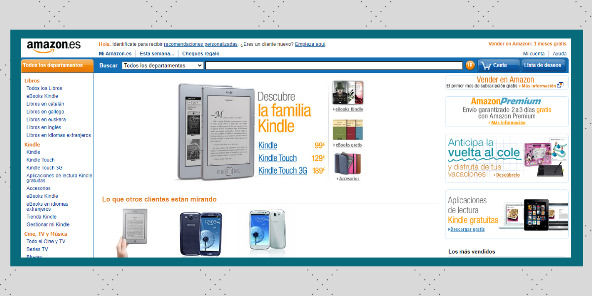 La antigua página web de Amazon cometía muchos fallos
